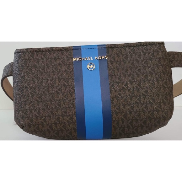 Michael Michael Kors small brown 3 stripe shoulder monogram purse NWT - Picture 11 of 12